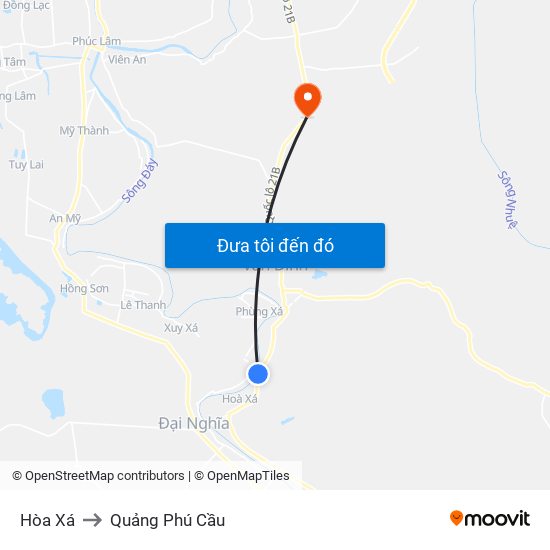 Hòa Xá to Quảng Phú Cầu map