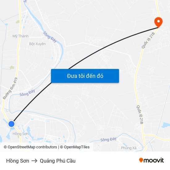Hồng Sơn to Quảng Phú Cầu map
