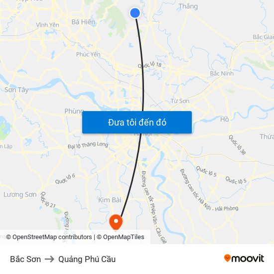 Bắc Sơn to Quảng Phú Cầu map