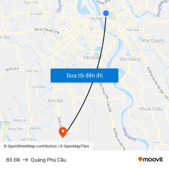 Bồ Đề to Quảng Phú Cầu map