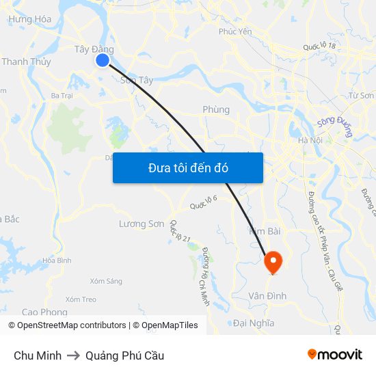 Chu Minh to Quảng Phú Cầu map