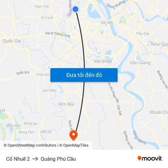 Cổ Nhuế 2 to Quảng Phú Cầu map