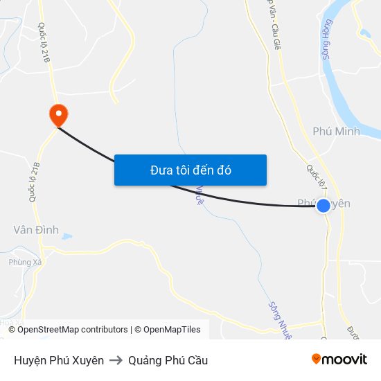 Huyện Phú Xuyên to Quảng Phú Cầu map