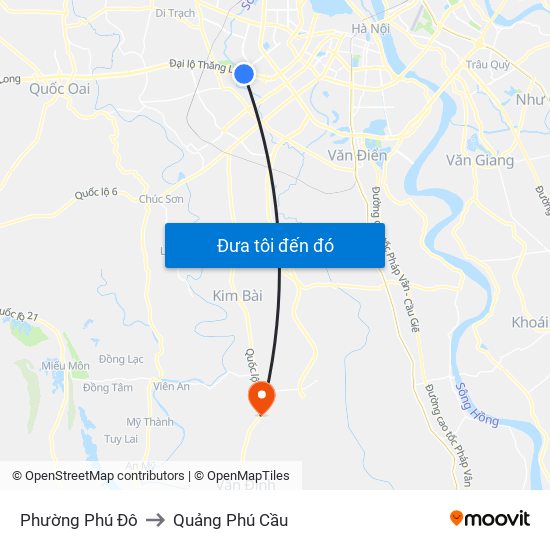 Phường Phú Đô to Quảng Phú Cầu map