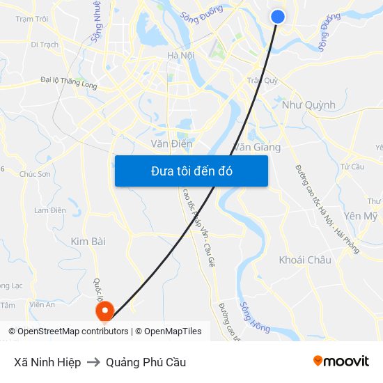 Xã Ninh Hiệp to Quảng Phú Cầu map