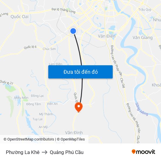 Phường La Khê to Quảng Phú Cầu map