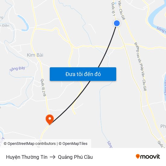 Huyện Thường Tín to Quảng Phú Cầu map