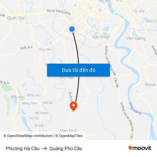 Phường Hà Cầu to Quảng Phú Cầu map