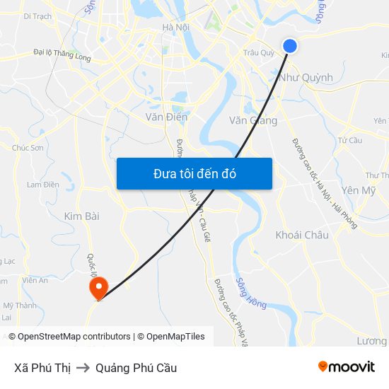 Xã Phú Thị to Quảng Phú Cầu map