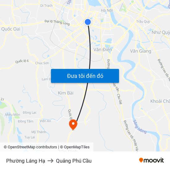 Phường Láng Hạ to Quảng Phú Cầu map