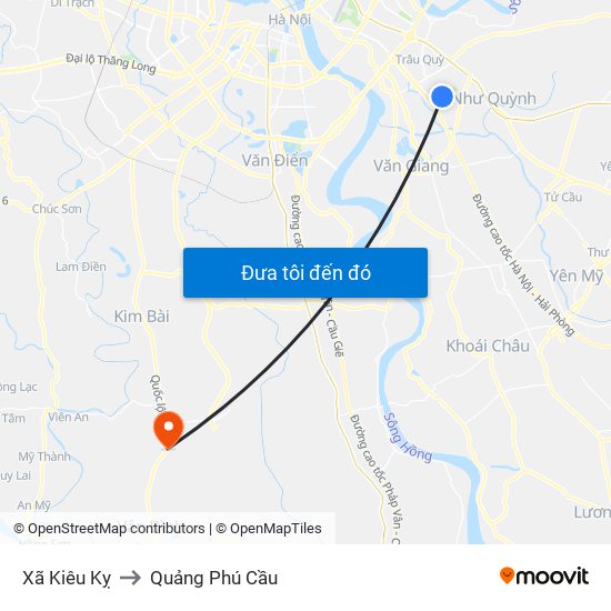 Xã Kiêu Kỵ to Quảng Phú Cầu map