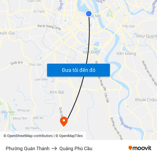 Phường Quán Thánh to Quảng Phú Cầu map