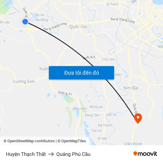 Huyện Thạch Thất to Quảng Phú Cầu map