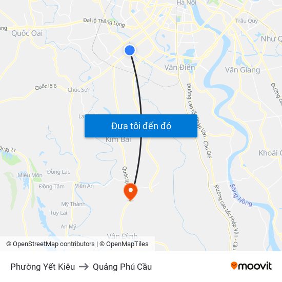 Phường Yết Kiêu to Quảng Phú Cầu map