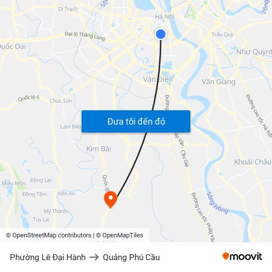 Phường Lê Đại Hành to Quảng Phú Cầu map