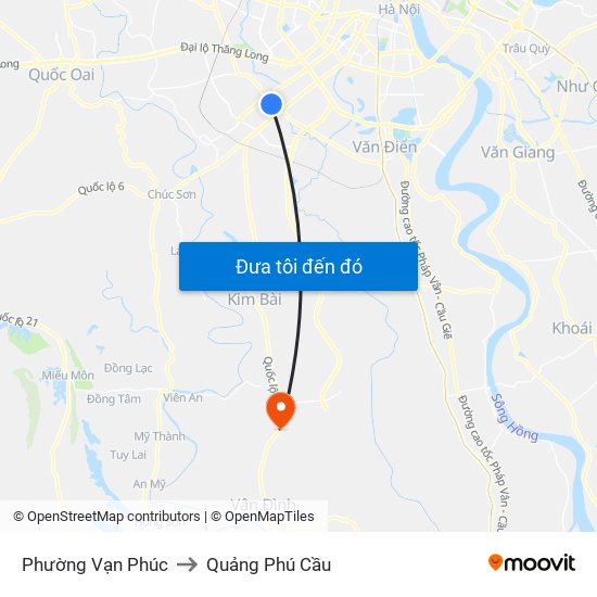 Phường Vạn Phúc to Quảng Phú Cầu map