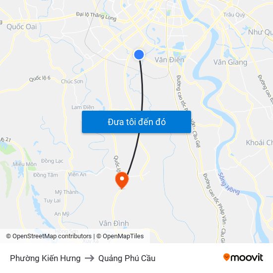 Phường Kiến Hưng to Quảng Phú Cầu map