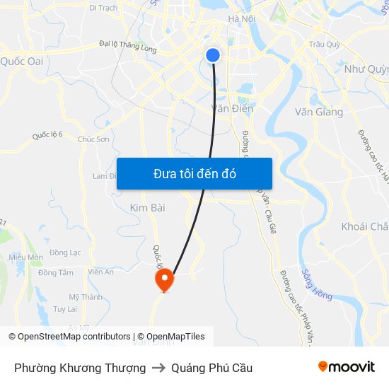 Phường Khương Thượng to Quảng Phú Cầu map