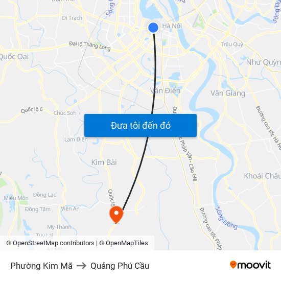 Phường Kim Mã to Quảng Phú Cầu map