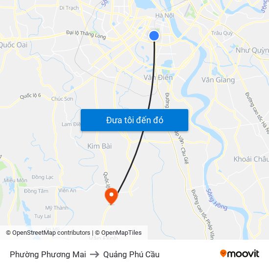 Phường Phương Mai to Quảng Phú Cầu map