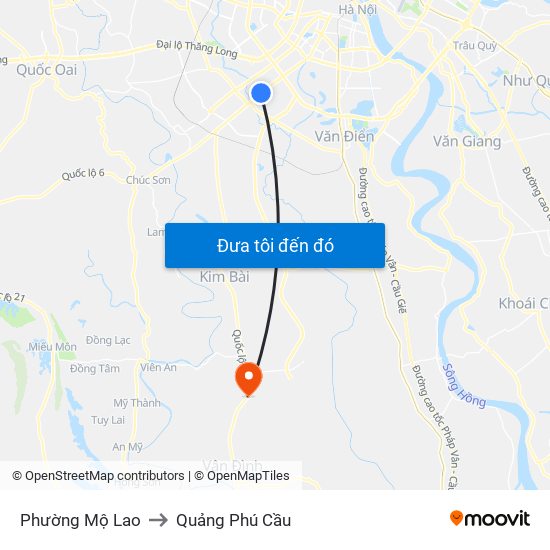 Phường Mộ Lao to Quảng Phú Cầu map