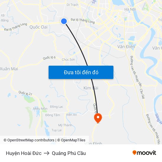 Huyện Hoài Đức to Quảng Phú Cầu map