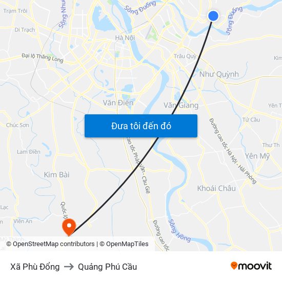 Xã Phù Đổng to Quảng Phú Cầu map