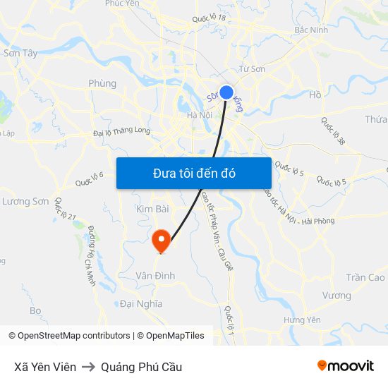 Xã Yên Viên to Quảng Phú Cầu map
