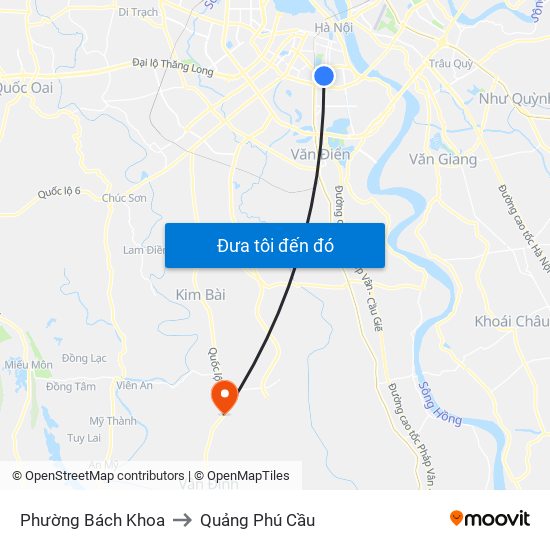 Phường Bách Khoa to Quảng Phú Cầu map