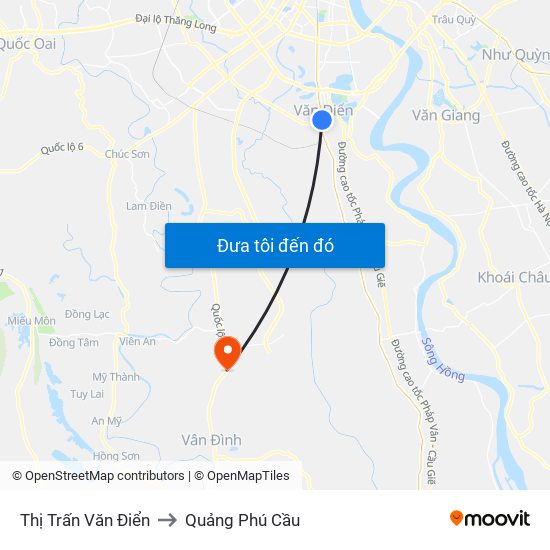 Thị Trấn Văn Điển to Quảng Phú Cầu map