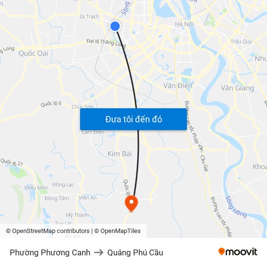 Phường Phương Canh to Quảng Phú Cầu map