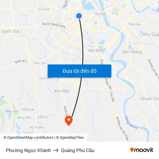 Phường Ngọc Khánh to Quảng Phú Cầu map