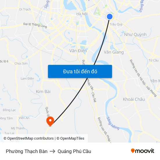 Phường Thạch Bàn to Quảng Phú Cầu map