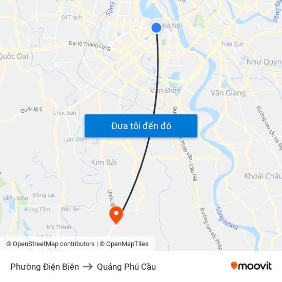 Phường Điện Biên to Quảng Phú Cầu map