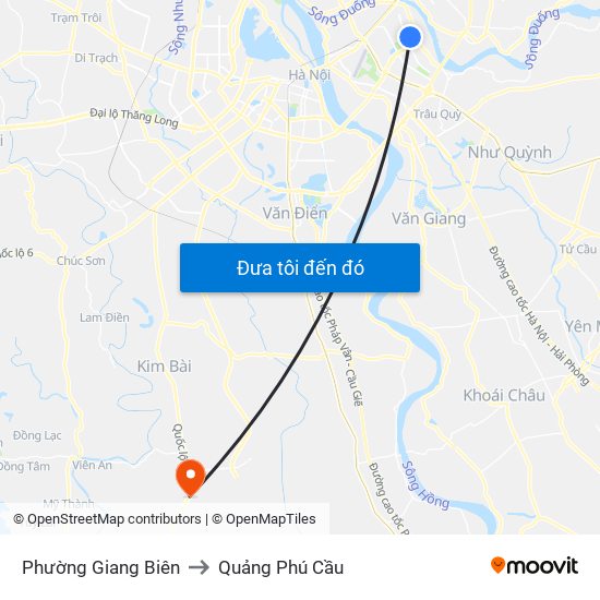 Phường Giang Biên to Quảng Phú Cầu map