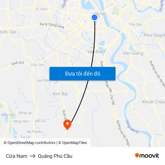 Cửa Nam to Quảng Phú Cầu map