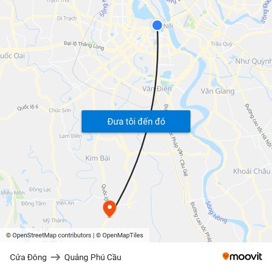 Cửa Đông to Quảng Phú Cầu map