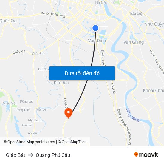 Giáp Bát to Quảng Phú Cầu map