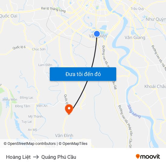 Hoàng Liệt to Quảng Phú Cầu map