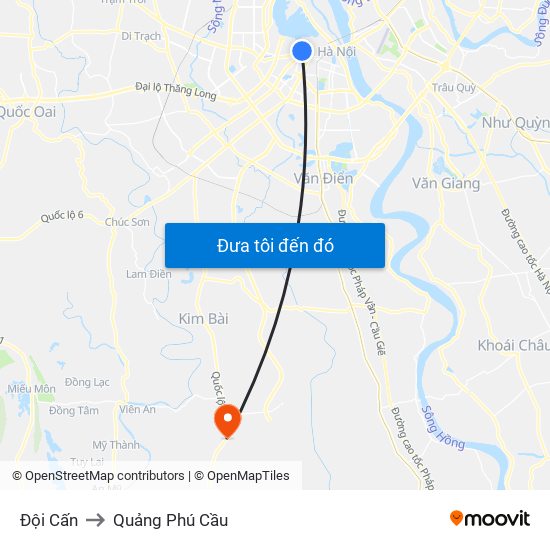 Đội Cấn to Quảng Phú Cầu map