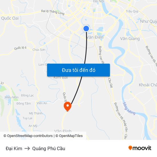 Đại Kim to Quảng Phú Cầu map