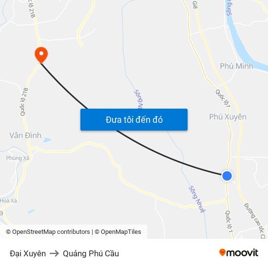 Đại Xuyên to Quảng Phú Cầu map