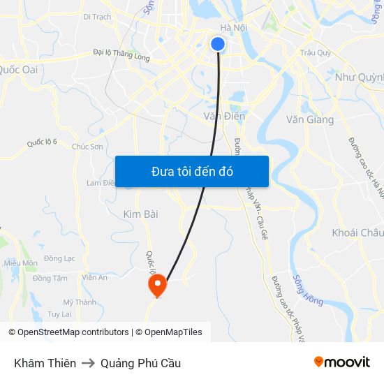 Khâm Thiên to Quảng Phú Cầu map