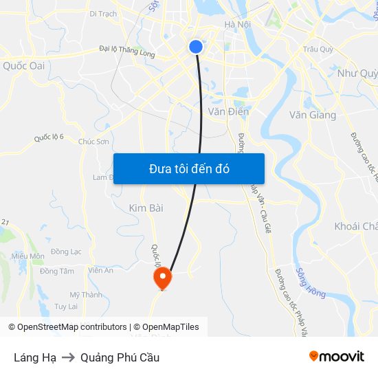 Láng Hạ to Quảng Phú Cầu map