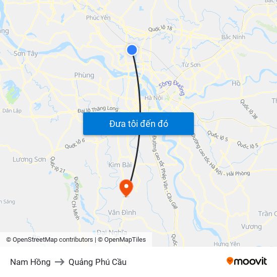 Nam Hồng to Quảng Phú Cầu map