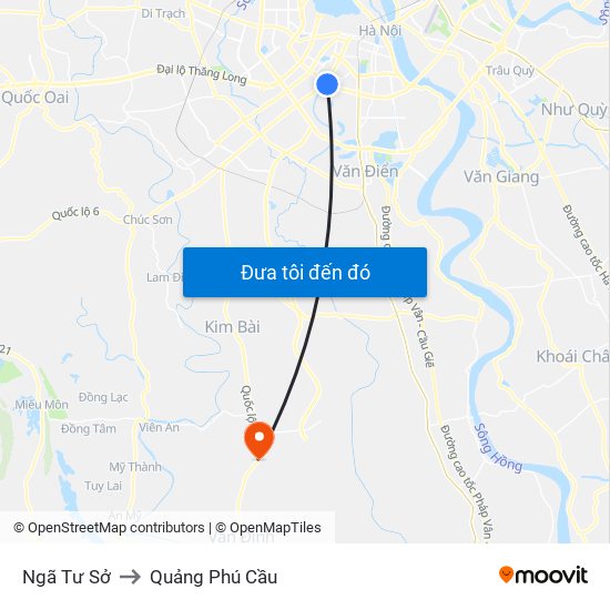 Ngã Tư Sở to Quảng Phú Cầu map