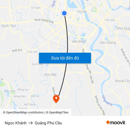 Ngọc Khánh to Quảng Phú Cầu map