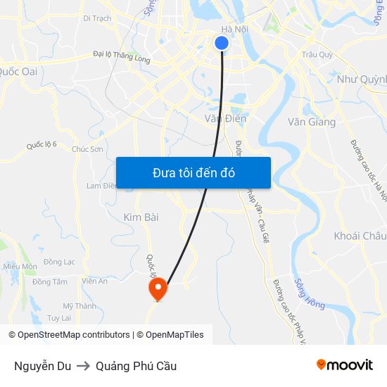 Nguyễn Du to Quảng Phú Cầu map