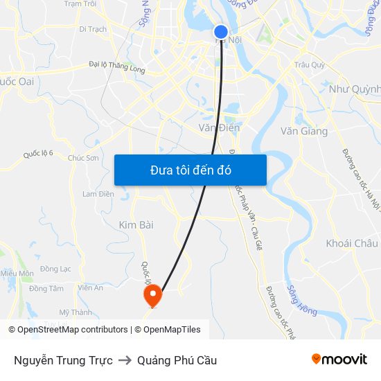 Nguyễn Trung Trực to Quảng Phú Cầu map