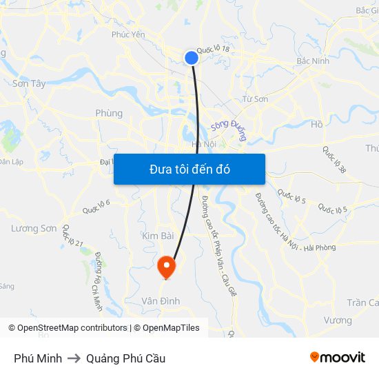 Phú Minh to Quảng Phú Cầu map